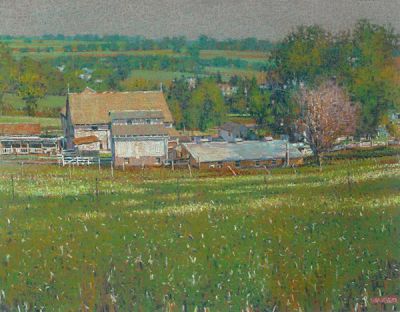 “Jonas Schlabach Farm,” Charm, Ohio, 2016, 27” x 32”