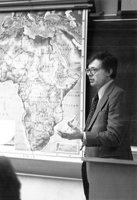 Jim Hertzler teaches a history class in 1981