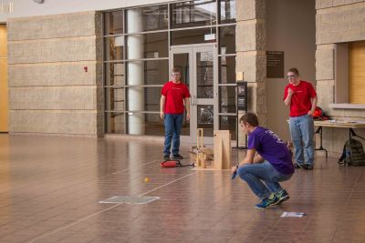 Students launch a small ball