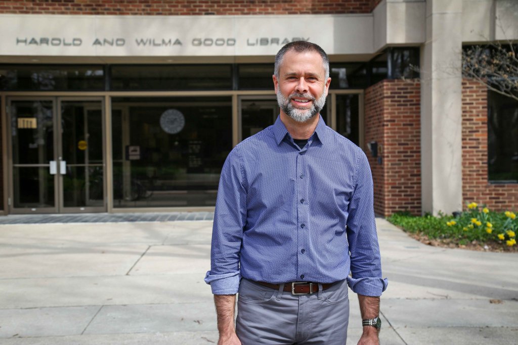 Ben Friesen standing in front of Good Library