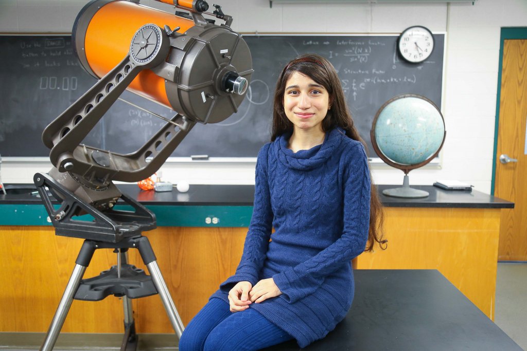 Student in science classroom