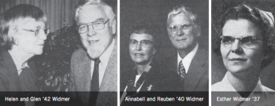 Three black and white photos. A woman facing a man, and woman standing with a man, and then a woman alone