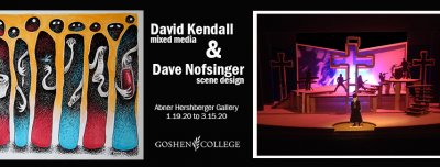 Abner Hershberger Gallery Poster 'David Kendall Mixed Media & Dave Nofsinger Scene Design Abner Hershberger Gallery 1.19.20-3.15.20'