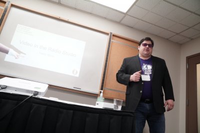 Man presenting a powerpoint presentation '